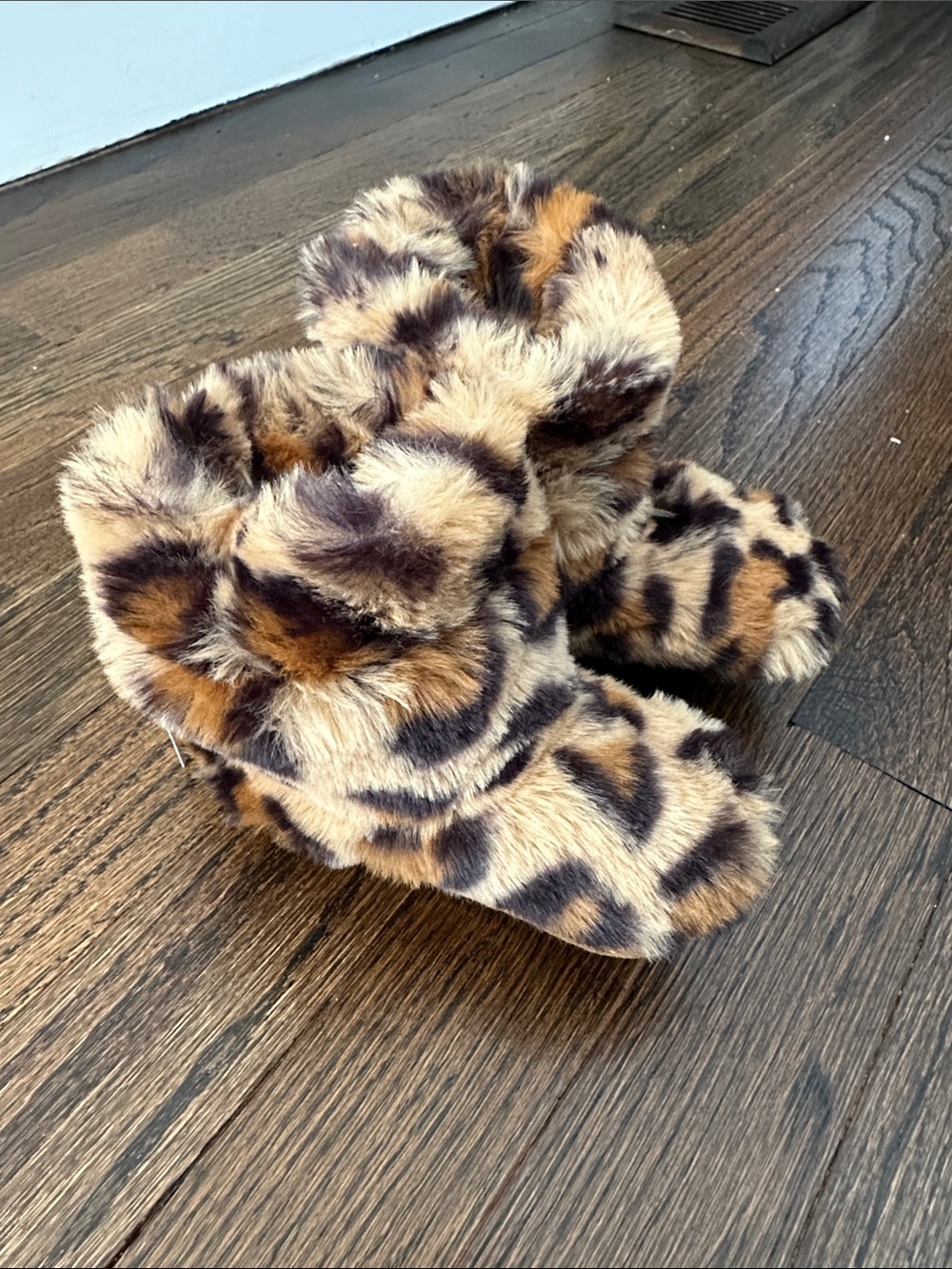 H&M Leopard Print Fuzzy Bootie Slippers - Brown & Black